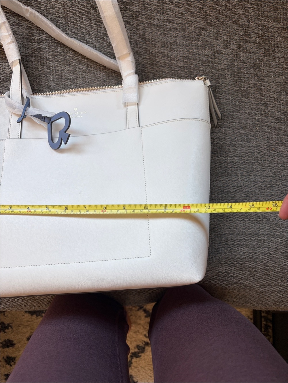 kate spade White Leather Tote with Front Pocket - Picture 5 of 6